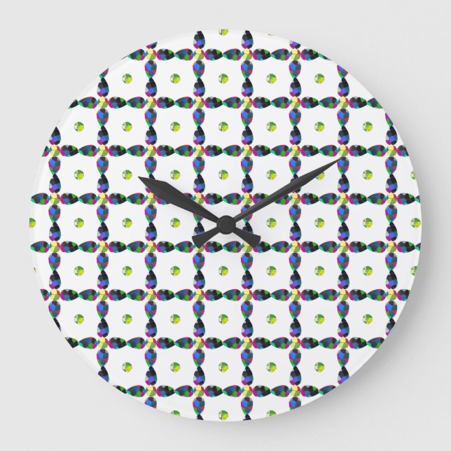 Flower Färg Art Illustration Stor Klocka (Framsida)