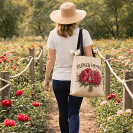 Flower Farmer Vintage Pink Peony Bouquet Rustic  Tygkasse