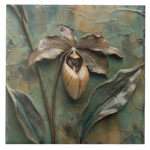 Flower Faux Relief, ömtålig, orchid Dam Kakelplatta