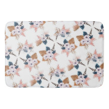 Flower Feather Boho Geometric Bath Mat