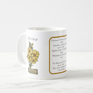 Flower FEBRUARY Birthday Primrose Dikt Kaffemugg