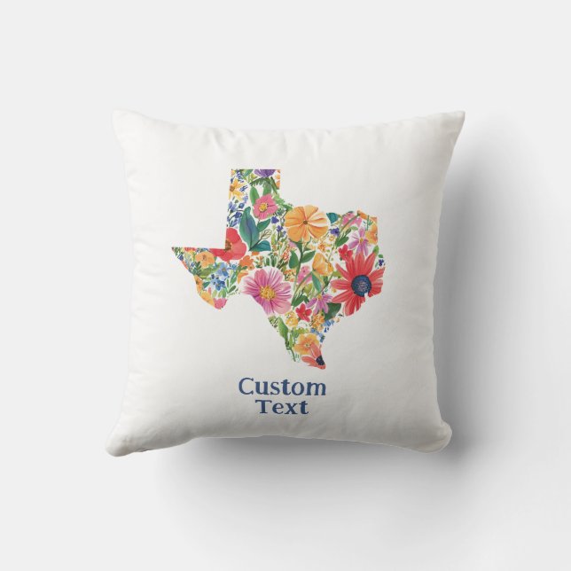 Flower-Filled Texas Cushion med Anpassade Text Kudde (Baksida)