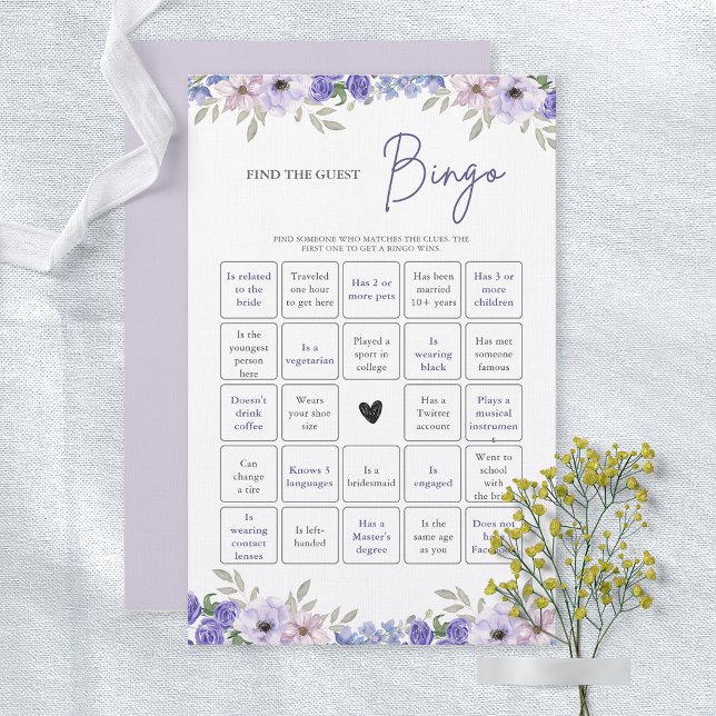 Flower Find the Guest Bingo Möhippa Game (Flower Find the Guest Bingo Bridal Shower Game)