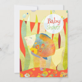 Flower Fish Gender Neutral Baby Shower Inbjudningar