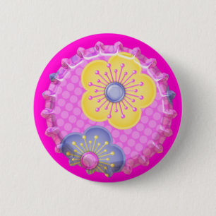 Flower Flaska Cap-ryggsäck med hatt-knapp-stift Knapp