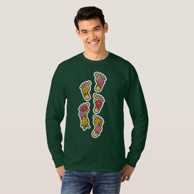  Flower Footprints – Walk in Beauty and Joy T Shirt (Hel framsida)