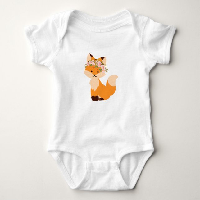 Flower Fox Bodykostym T Shirt (Framsida)