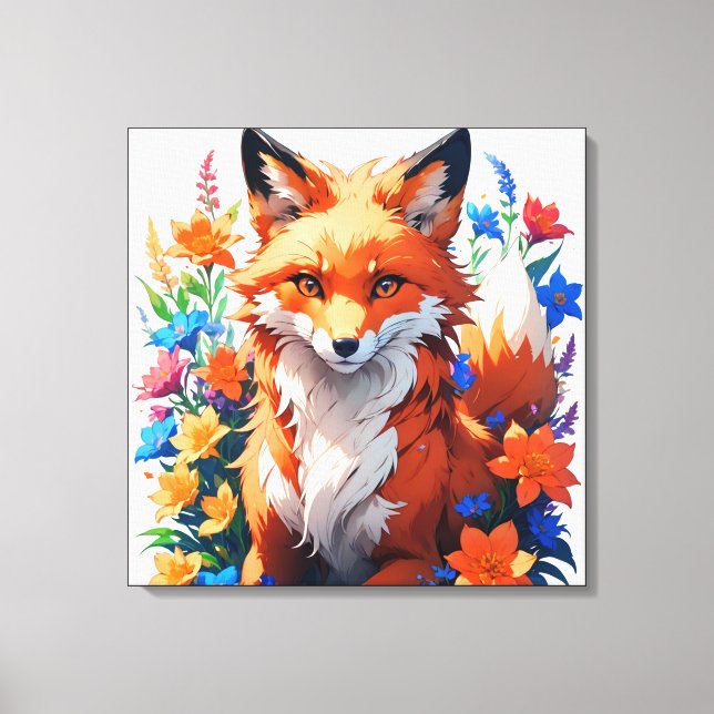 Flower Fox Canvastryck (Framsida)