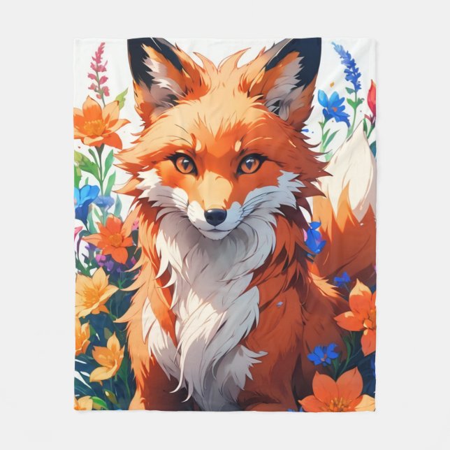 Flower Fox Fleecefilt (Framsidan)