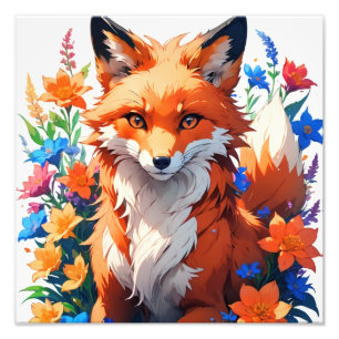 Flower Fox Fototryck