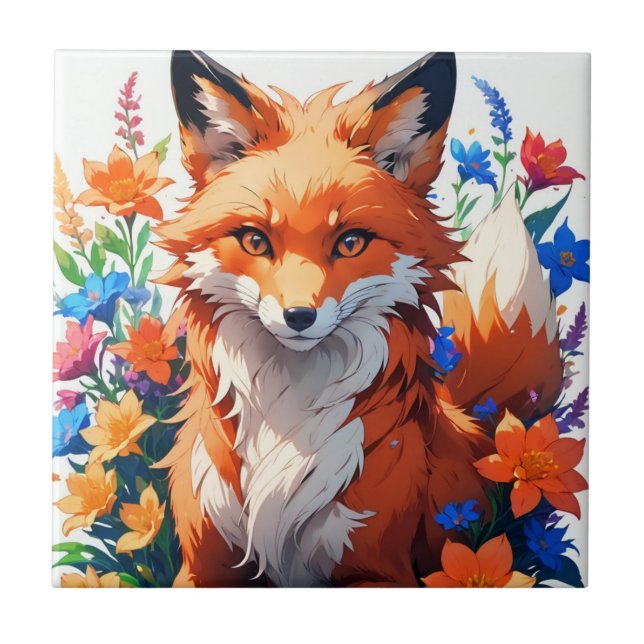 Flower Fox Kakelplatta (Framsidan)
