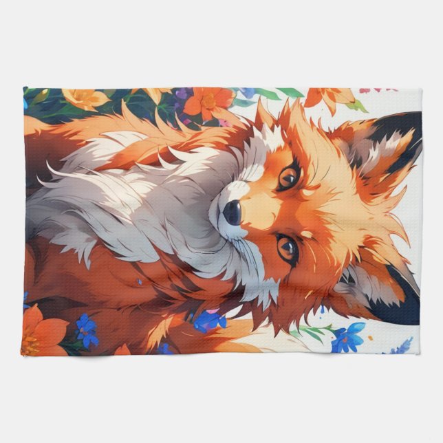Flower Fox Kökshandduk (Horisontell)