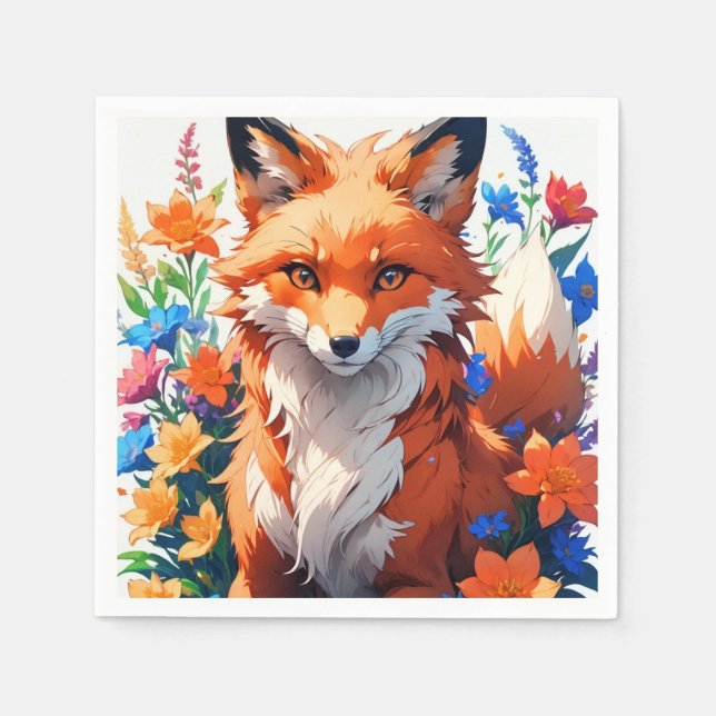 Flower Fox Pappersservett (Framsidan)