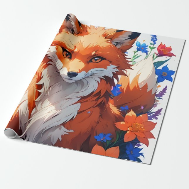 Flower Fox Presentpapper (Utrullad)