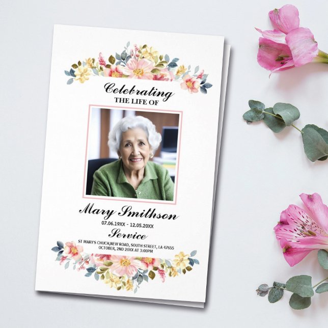 Flower Funeral Order Service Firande of Life Reklamblad (Skapare uppladdad)