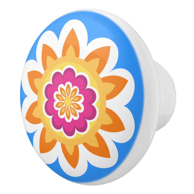 Flower Fusion_Geometric Sunburst_Poppy Fuchsia_blu Knopp (Höger)