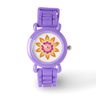 Flower Fusion_Geometric Sunburst_Poppy Fuchsia Sol Armbandsur
