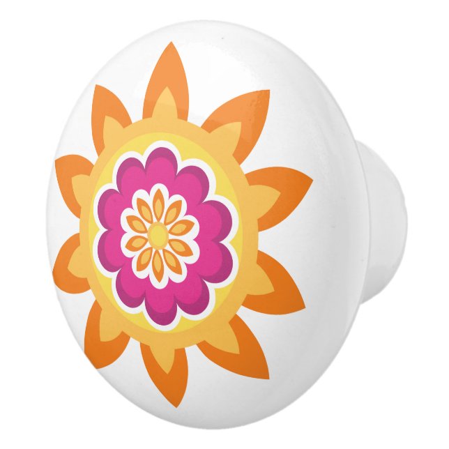 Flower Fusion_Geometric Sunburst_Poppy Fuchsia Sol Knopp (Höger)