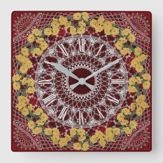 Flower Fyrkantig Klocka (Framsida)