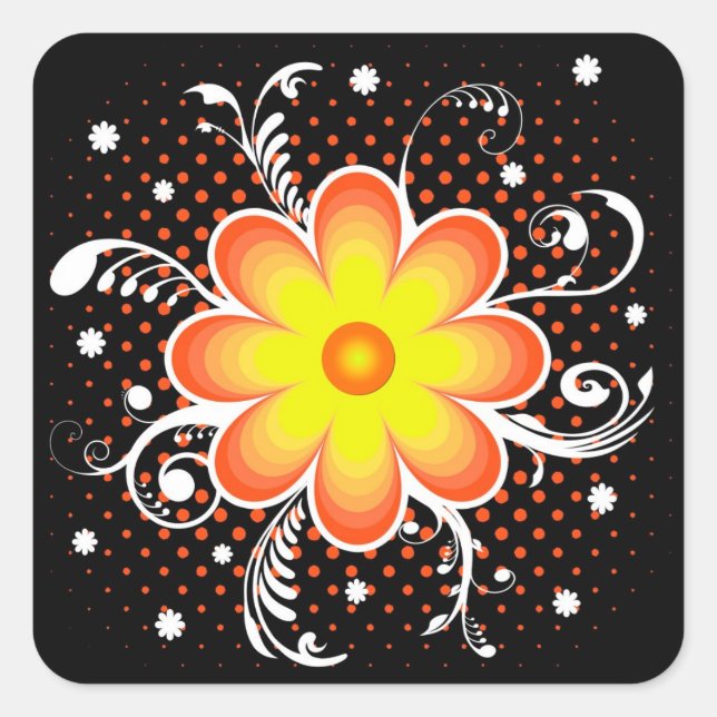 Flower Fyrkantigt Klistermärke (Framsida)