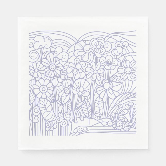 Flower Garden Blue Pappersservett (Framsidan)