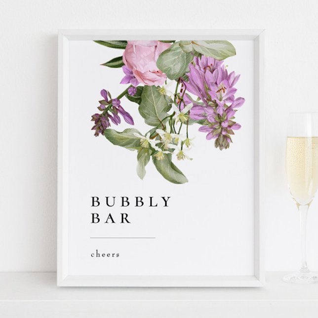 Flower Garden Bridal Shower Bubbly Bar Sign Poster (Skapare uppladdad)