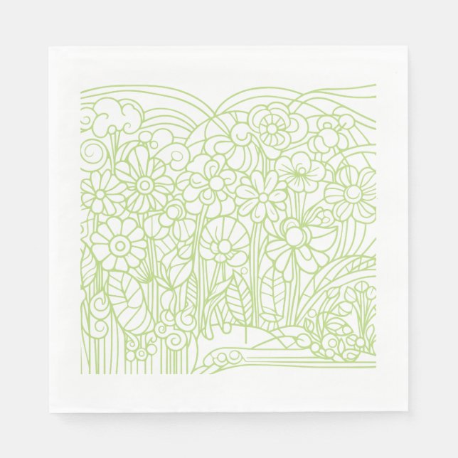 Flower Garden Green Pappersservett (Framsidan)