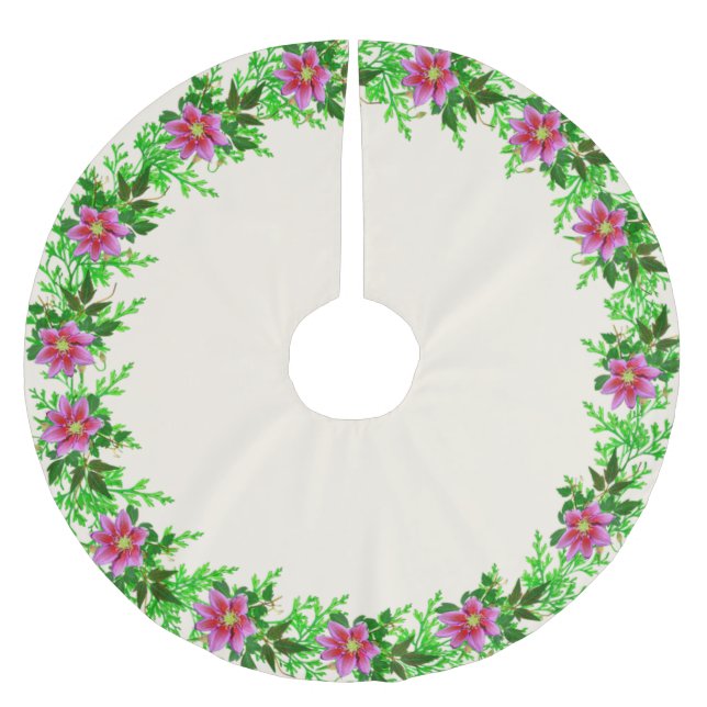 Flower Garland Ro Guld Rosa Julgransmatta Borstad Polyester (Framsidan)