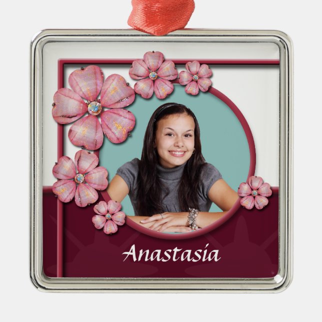 Flower Gem Premium Square Bild Ornament (Framsidan)