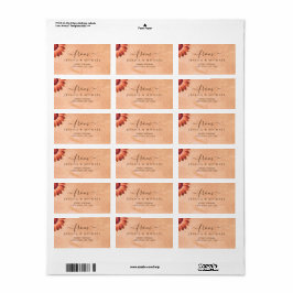 Flower Gerbera på Abstrakt peach Bröllop Adressetikett