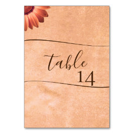 Flower Gerbera på Abstrakt peach Bröllop Bordsnummer