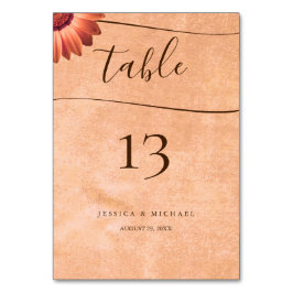 Flower Gerbera på Abstrakt peach Bröllop Bordsnummer