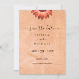 Flower Gerbera på Abstrakt peach Bröllop Spara Datumet