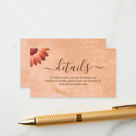 Flower Gerbera på Abstrakt peach Bröllop Tilläggskort