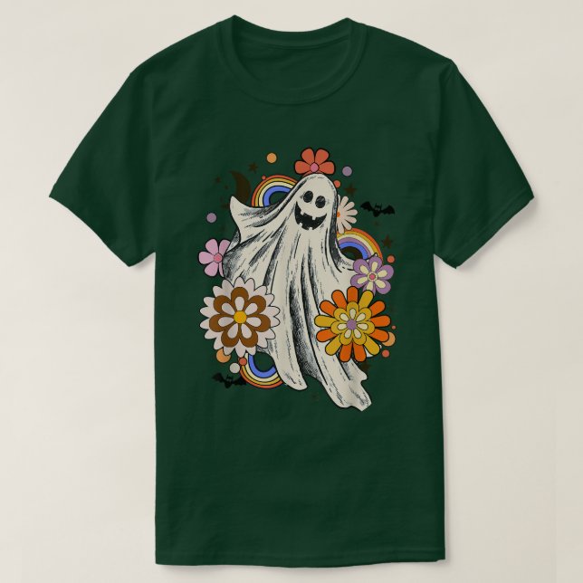 Flower Ghost Halloween, Spooky Halloween Mamma, Cu T Shirt (Design framsida)