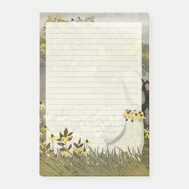 Flower Ghost - Linjerat brevpapper Post-it Block (Framsida)