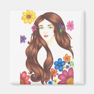 Flower Girl - 2,5 cm Square Magnet