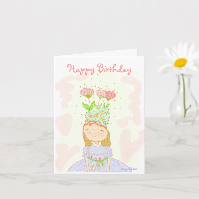 Flower Girl Birthday Card Kort (Liten växt)