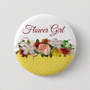 Flower Girl Blommigt Bouquet Bröllop Button Knapp