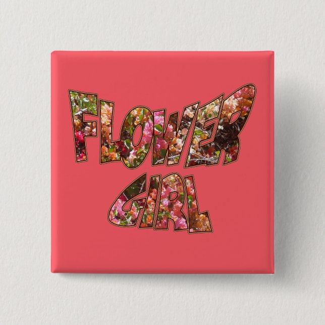 Flower Girl Bougainvillea Square Button Knapp (Framsida)