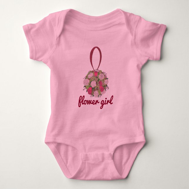 Flower Girl Bridesmaid Rosa ros Bröllop Bouquet T Shirt (Framsida)