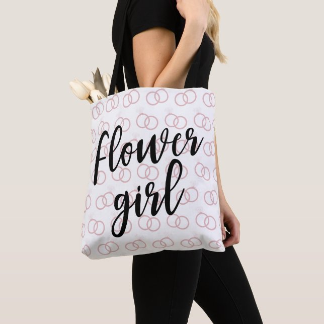 Flower Girl Bröllop Ring Mönster Tote Bag Tygkasse (Närbild)