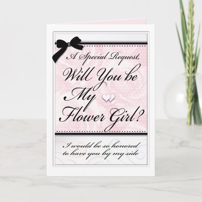 Flower Girl Brudens sida Benice Ro Hearts Kort (Framsida)