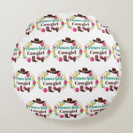 Flower Girl Cowgirl Keepsakes Rund Kudde