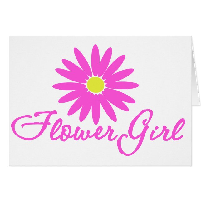 Flower Girl Daisy/ Rosa Hälsningskort (Framsidan Horizontal)