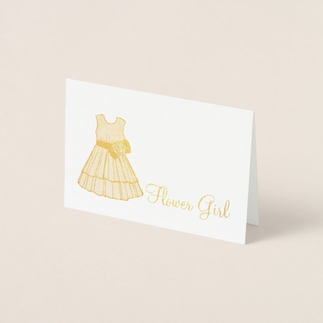 Flower Girl Dress Bröllop Brudens sida Gift Folierat Kort (Framsida)