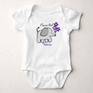 Flower Girl Elephant med Lila blommor T Shirt