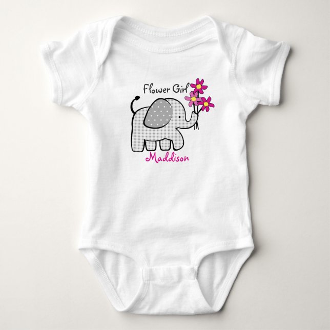 Flower Girl Elephant med Rosa Flowers T Shirt (Framsida)
