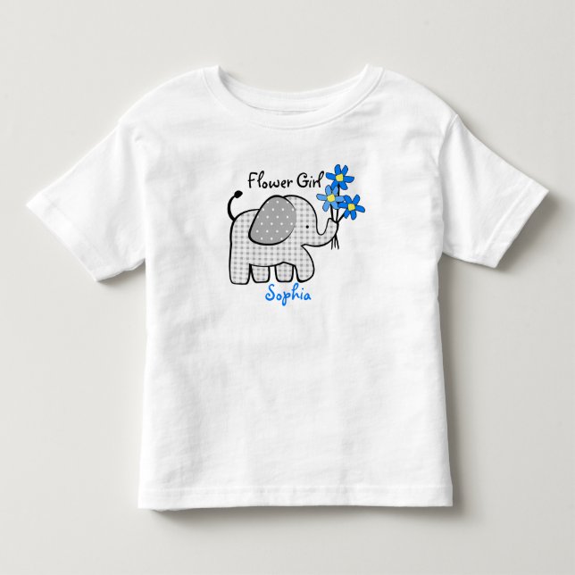 Flower Girl Elephant med Rosa Flowers Tee Shirt (Framsida)