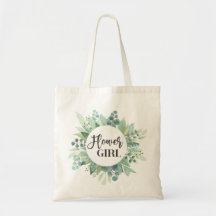 Flower Girl Eucalyptus Greenery Bröllop Tote Bag